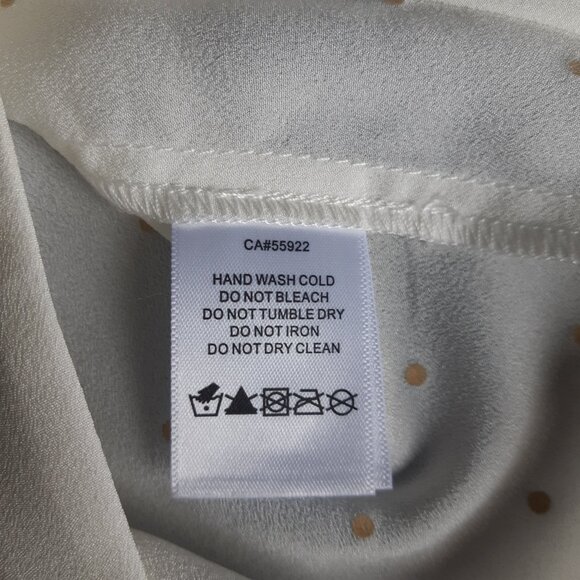 Liz Claiborne SZ L Cream Crepe Georgette Blouse Top Button Up Shirt - Picture 6 of 13